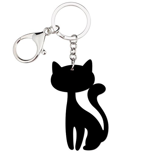 Bonsny Acrylic Cat Key Chains For Women Car Purse Bag Rings Pendant Girl Gift Charms (Grey) #TOP4