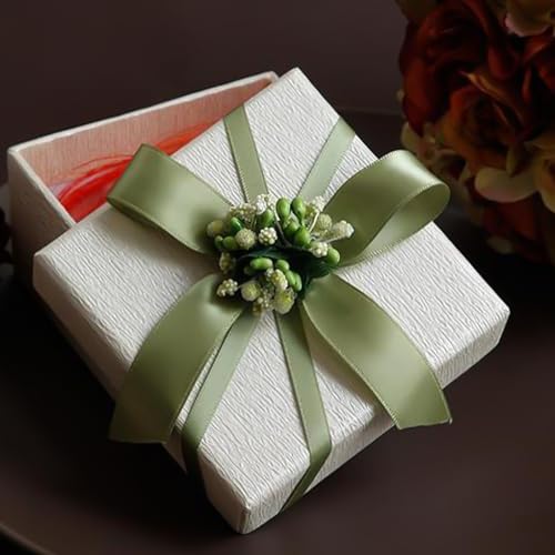 Image of Double Face Spring Moss Satin Thin Ribbon 1 /8 inch X 50 Yards Polyester Spring Moss Ribbon for Gift Wrapping Very Suitable for Weddings Party Hair Bow Invitation Decorations and More