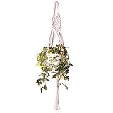 Marvonovo Macrame Plant Hanger Indoor Hanging Planter Basket with Wood Beads Decorative Flower Pot H