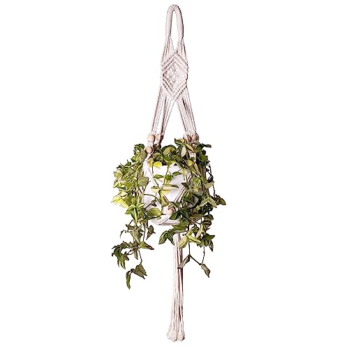 Marvonovo Macrame Plant Hanger Indoor Hanging Planter Basket With Wood Beads Decorative Flower Pot Holder No Tassels For Indoor Outdoor Boho Home Decor(Pots Not Included) #TOP21