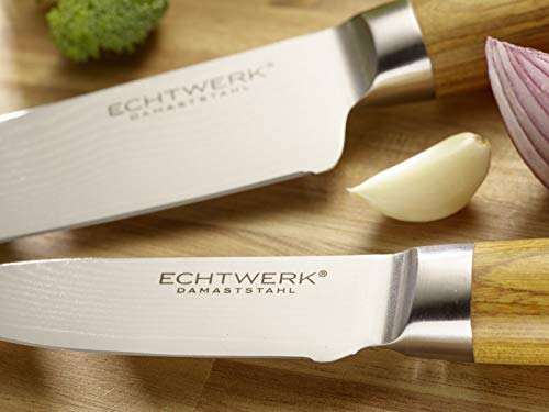 Echtwerk 2-teiliges Damaszener Messer Set mit Santokumesser und Schälmesser