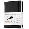 Daily Planner, Calendar & Life Organizer to Improve Time-Management, Productivity & Happiness | Vegan Leather Hardcover Notebook with Blank Dates, Undated 6 Months Hourly Planner for Men & Women, 24 Hour Agenda (Black)