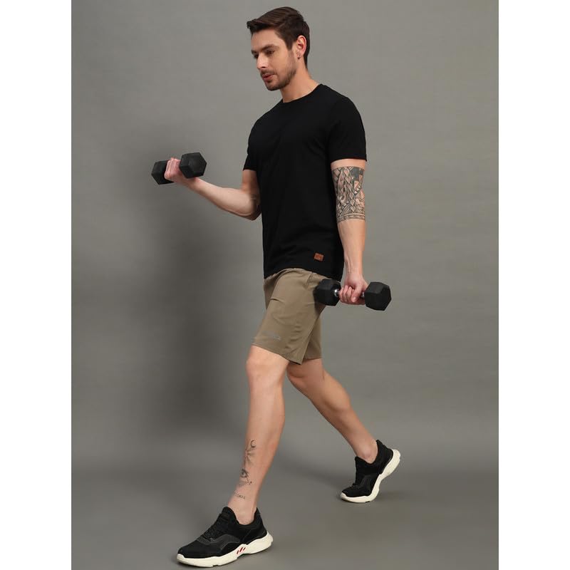 Image of ATICX Polyester Shorts for Men - Quick Dry Lightweight with Zipper Pockets - Gym, Running, Jogging, Training Half Pants for Basketball, Swimming, Badminton, Cycling, Football, Outdoor & Home Wear