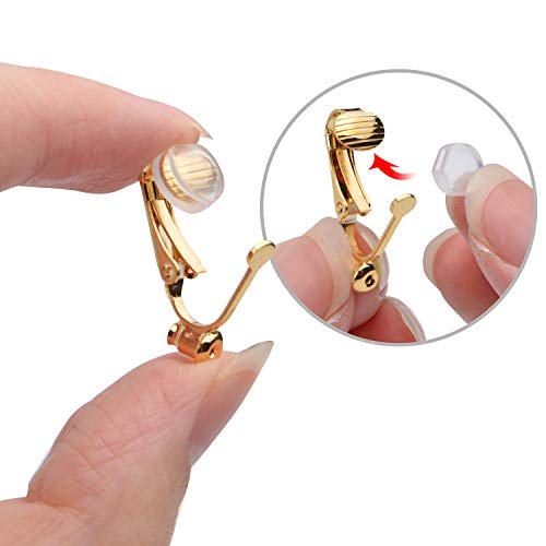 Aylifu Clip-On Earring Converters - 12 Non-Pierced Earring Clips, Silicone Pads for Jewellery Making - Silver and Gold4