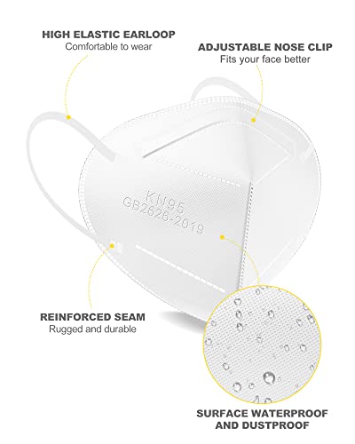 Yuikio Kn95 Face Mask, 30 Pack Protective Kn95 Masks For Adults, Filter Efficiency≥95%,5 Layers Filter Safety Mask Against Pm2.5 Disposable Kn95 Respirator Masks In Bulk (White) #TOP2
