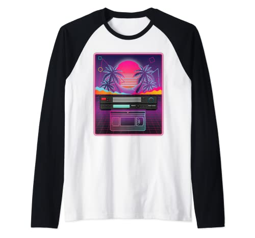 Vaporwave 80er 90er Jahre VCR Player & Band Retro Vintage Grid Raglan