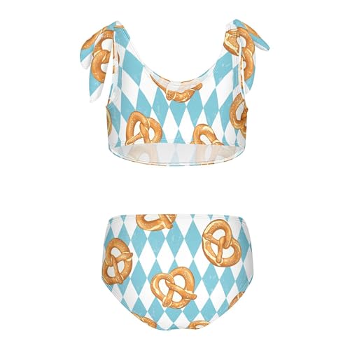Exnundod Toddler Girls Swimsuit Traditional Baked Pretzels Pattern Two Piece Bikini Sets Bathing Suit Kids Swimwear 3-12T2