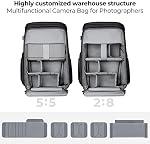 Sac à Dos K&F Concept® 25L Sacs à Caméra pour Photographes, Sac à Caméra de Grande Capacité avec Housse de Pluie, Compartiment pour Ordinateur Portable de 15,6 pouces Compatible avec Canon/Nikon/Sony/DJI Mavic Drone | Sac à Caméra avec Housse de Pluie Compartiment pour Ordinateur Portable de 15,6"