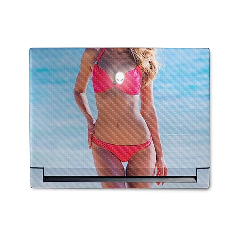 Image of MightySkins Carbon Fiber Skin Compatible with Alienware M18 R1 (2023) Full Wrap Kit - Bikini | Protective, Durable Textured Carbon Fiber Finish | Easy to Apply & Change Styles | Made in The USA