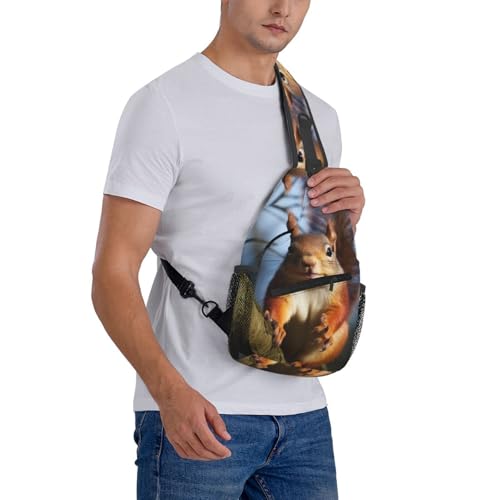Mochila Sling estilo Crossbody diseño Ardilla negra miniatura 7