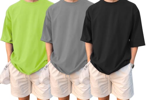 Image of LEOTUDE Men's Oversize Graphic Printed Combo Pack of 3 T-Shirt | Round Neck Half Sleeve T-Shirt for Men's (Combo : Pack of 3)