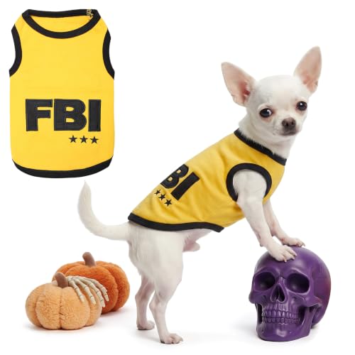 Parisian Pet Dog Halloween Costume - FBI Yellow Halloween Shirt for Dogs