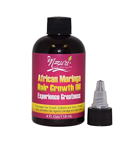 Nzuri African Moringa Natural Organic Hair Growth Oil For Repair Damaged and Broken Hair 4 Oz Bottle