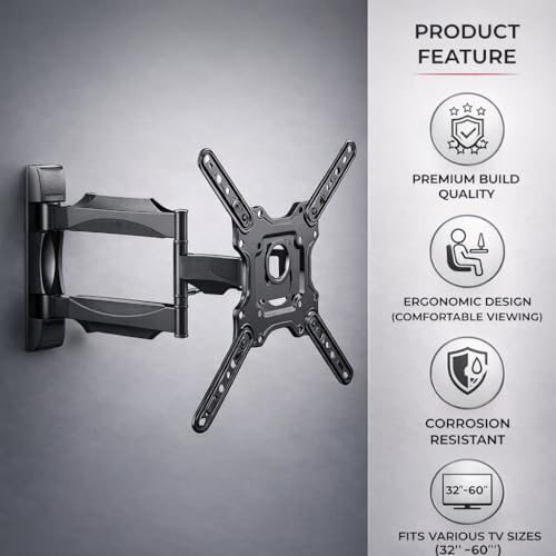 Image of P4 Full Motion Cantilever TV Wall Mount Bracket for 32 to 65 Inch LED /HD /Smart TV's, Universal Heavy Duty TV Wall Mount Stand with Swivel Rotation & Tilt Adjustments (Pack of 1)