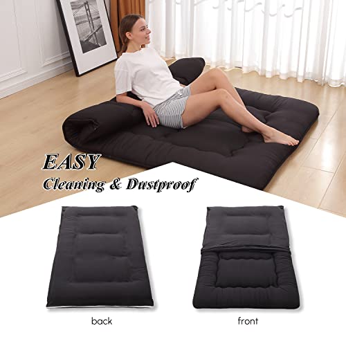 Xicikin Japanese Futon Foldable Mattress, Floor/Roll Up Mattress Tatami Mat With Washable Cover, Easy To Store And Portable For Camping, Black, Twin Full Queen #TOP3
