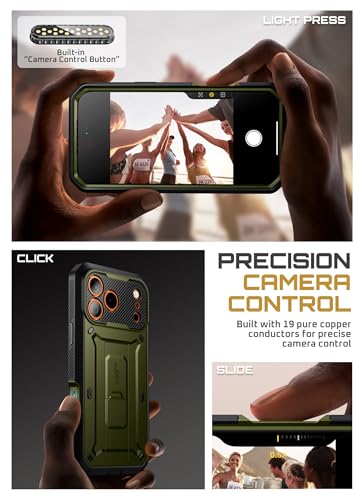 Image of SUPCASE for iPhone 17 Pro Case with Camera Control Button (Unicorn Beetle Pro), [Built-in Kickstand & Screen Protector] [Military-Grade Protection] Full Body Heavy Duty Phone Case, Guldan