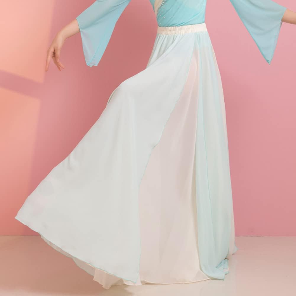 ROYAL SMEELA Chiffon Lyrical Dance Skirt Long Ballet Skirt for Women Flowy Modern Dance Skirts Ballerinas Performance Costume