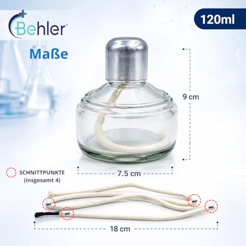 Glas Alkohol Feuerzeug mit Anti-Auslauf-Sicherheits system. Inklusive Docht, 120 ml Volumen Alkohol Lampe mit Schraubverschluss. Alkohol Brenner Lampe Glas. Glas Lampe zum Beheizen von Laborgeräten.