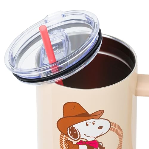 Image of Silver Buffalo Peanuts Western Howdy Partner 40oz Stainless Steel Tumbler w Handle