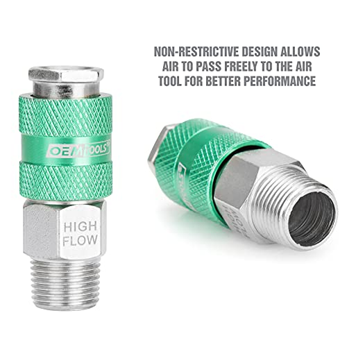 Oem Tools High Flow 7 Piece Coupler & Plug Kit, 1/4" Body, 3/8" Npt #TOP3