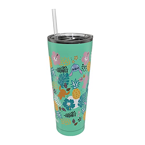 Zak Designs Disney Movie Vacuum Insulated Stainless Steel Travel Tumbler with Splash-Proof Lid, Includes Reusable Plastic Straw and Fits in Car Cup Holders (18/8 SS, 25 oz, Lilo and Stitch) - Image 3