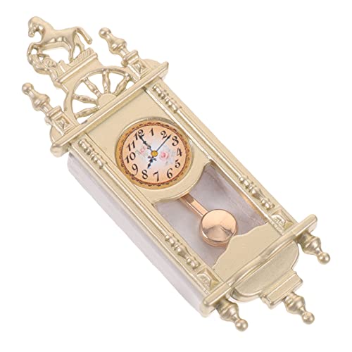 Nusitou 2Pcs For Accessories Room Clock Gold With Champagne Ornament Grandfather Miniature Simulated Style Office Small Decorative Wood Exquisite Floor Beige Decoration Mini Wall Hanging #TOP5