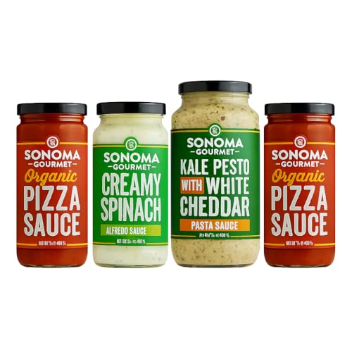 Sonoma Gourmet Pizza & Pasta Night Gift Set | 2-Pack Pizza Sauce + Kale Pesto With White Cheddar + Spinach Alfredo Pasta Sauces
