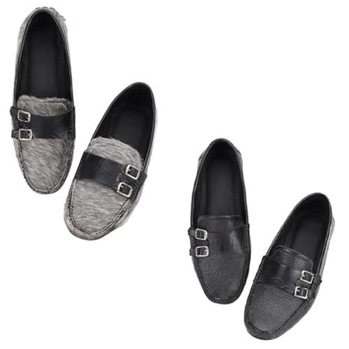 Premium Handcrafted Flaffy Moccasins Leather Shoes for Men | Comfortable & Durable Shoes | Ideal for Work, Weddings, Events, and Special Occasions | Birthday and Wedding Present for Him (Pack of 2)