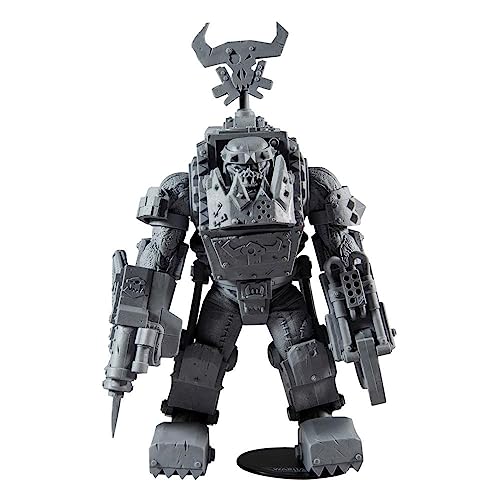 McFarlane Toys, Warhammer 40000 Ork MegaNob with Shoota Mega Action Figure with 22 Moving Parts, Unpainted Collectible Warhammer Figure with collectors stand base, Customise Your Figure – Ages 12+
