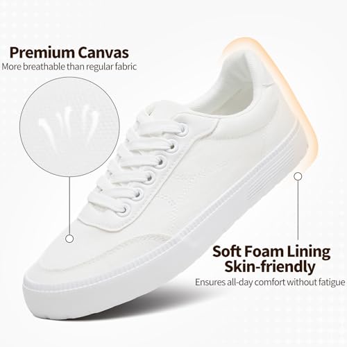 Witwatia White Sneakers for Women Low Top Canvas Shoes White Tennis Shoes Women's Comfortable Fashion Sneakers2