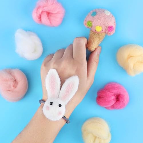 Image of Habbi Needle Felting Wool - 100 Colors Wool Roving for Felting Wool Yarn Roving, Natural Needle Felt Roving for DIY Craft Materials
