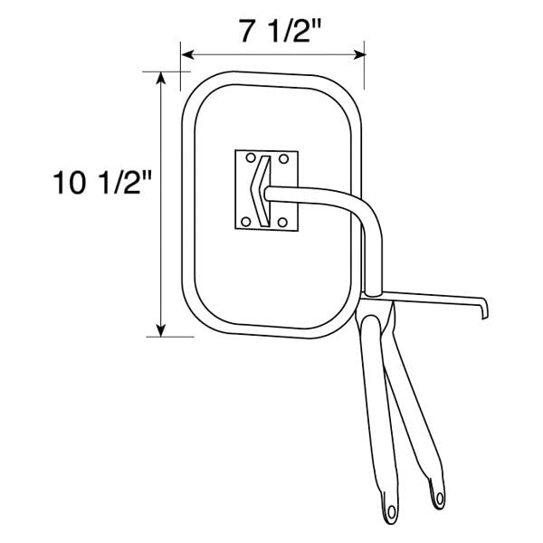 Peterson #820 ユニバーサルドアマウントミラーブラック　スイングアウェイ　トラック、キャンパー　トーイング　
