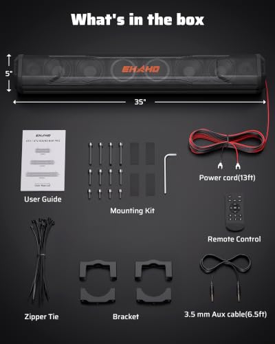 Ehaho 35'' UTV Sound Bar, Golf Cart Speaker Bluetooth with RGB Party Lights - image 9