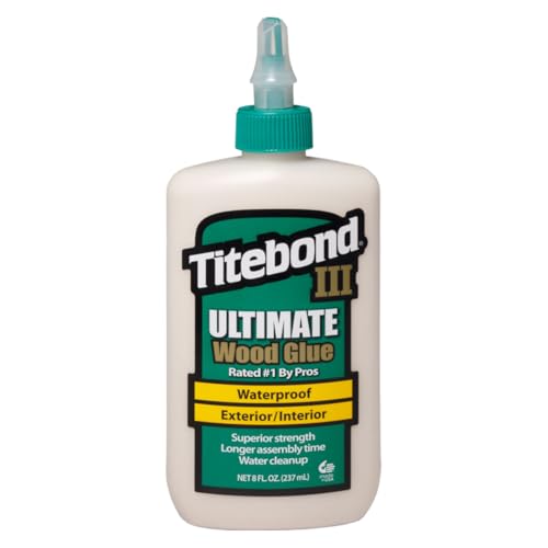 Image of Titebond III Ultimate Wood Glue 8 Oz. (12 Pack) - Premium Professional Woodworking Adhesive, Waterproof, Strong Initial Tack, Interior /Exterior Use, Easy Water Cleanup - 1413