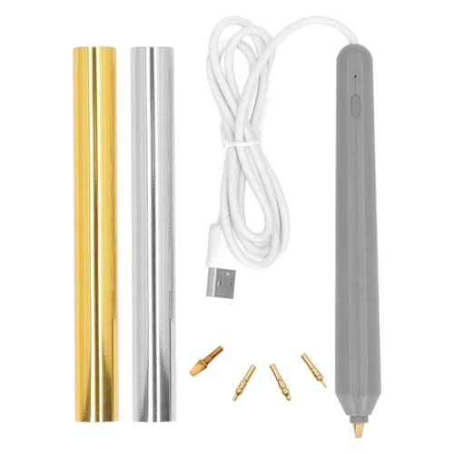 Hoite Heat Foil Pen USB Hot Embossing Stamping Pen Foil Quill Starter Kit with 4 Tips for Scrapbooking Card Making Wood