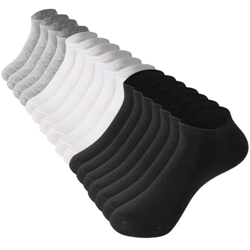 14 Pack Lightweight Athletic Socks for Men & Women,Low Cut Breathable Ankle Socks, Thin Casual Socks (5-9,Black/White/Gray)
