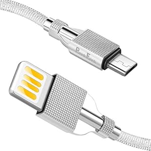 PunnkFunnk (FC11 Micro USB Charging Cable for Android Phones, 2.4A Braided Nylon Fast Charging, 1 Meter long cable