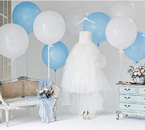 Miniatura 3 de Globos redondos grandes de 36 pulgadas, paquete de 10 globos gigantes gruesos de color azul claro para sesiones de fotos, bodas, baby shower,