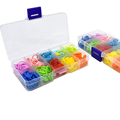 240 Pieces 10 Colors Markers Knitting Stitch Locking Stitch Needle Clip Crochet Locking Stitch with Storage Box