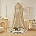 Bunnikins & Clover Bed Canopy for Girls Boys Bedroom Decor, Round Dome Mosquito Net for Baby Crib, Nook Castle Game Tent Nursery Decoration for Child, Play or Reading (Khaki)