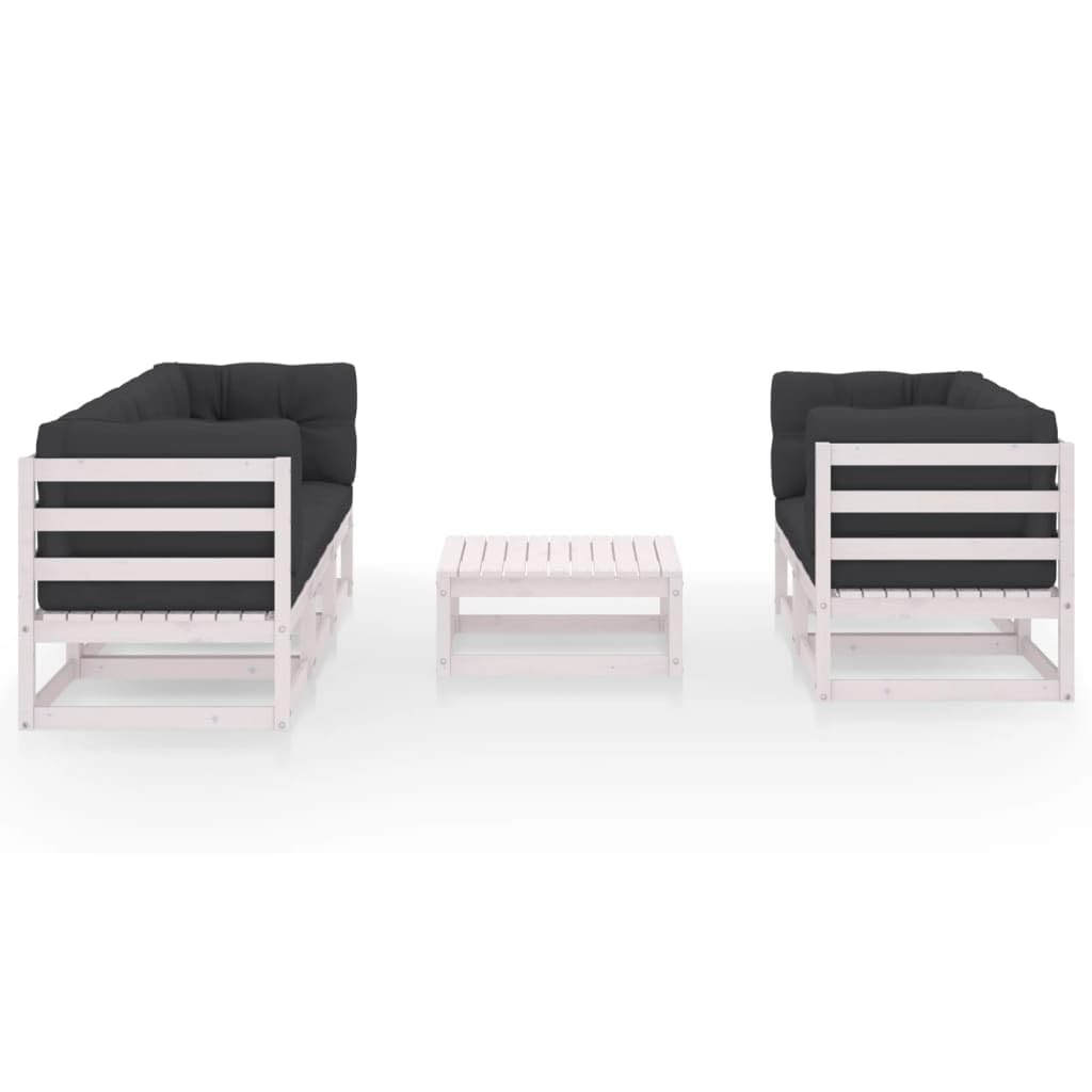 Juego de 6 muebles de jardín de pino macizo con cojines, conjunto modular de asientos para hasta 110 kg por asiento, ideal para relajarse y charlar al aire libre