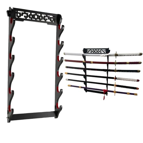 Dfdvye Soporte para espadas Katana de 6 niveles, para espada Samurai, soporte de pared Wakizashi Tanto para colgar en la pared, espada