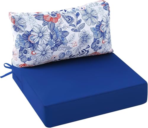 PRIMEPATIO Outdoor Cushions for Patio Furniture, Outdoor Seat and Back Cushion, Waterproof Hampton Bay Deep Seat Replacement Couch Cushions for Lawn Garden, 28.5x28.5 Inch