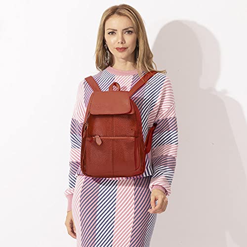 Image of zency 15 Colors Real Soft 100% Genuine Leather Women Backpack Fashion Ladies Travel Bag Preppy Style For Woman (Brown)