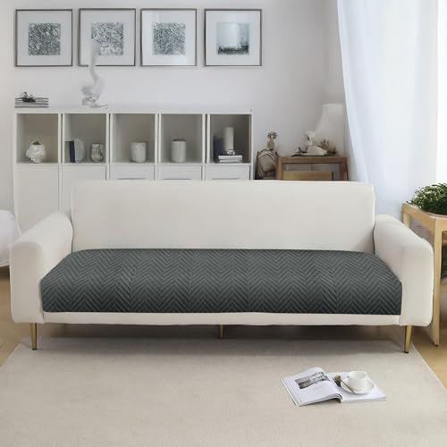 Image of Amazon Basics - Velvet Quilted Make Your Own Sofa Cover | 3 Seater | Multi-Layered Fabric | 180cm x 70cm | 350 GSM | Color - Light Grey