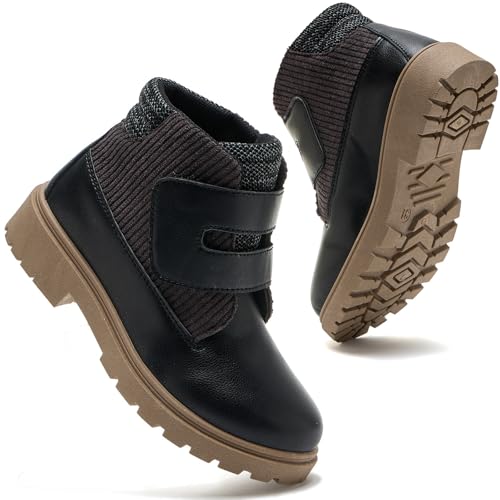 Daclay Toddler Boys Girls Boots Kids Work Boots Winter Snow Boot Hiking Outdoor Shoes Black