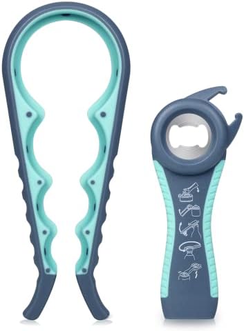 MAEXUS Jar Opener Kit, 4 in 1 Jar Opener for Seniors with Arthritis, 5 in 1 Multi-Function Bottle Opener, Bottle Can Opener Set, Jar Opener for Weak Hands, Jar Opener Grip Lid Twist Gripper