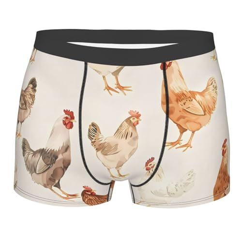 Herren-Boxershorts mit Katzenmotiv, weich, bequem, atmungsaktiv, 10,2 cm Schrittlänge, Hühner 11, XL