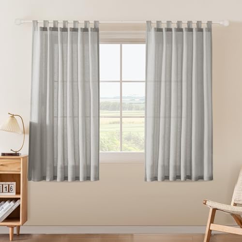 Rideaux lin FantasDecor 63 po, 2 panneaux, gris colombe