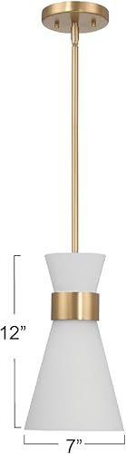 Miniatura 2 de Robert Stevenson Lighting Kit - Lámpara de techo moderna minimalista de cristal de ópalo cónico y metal, blanco y dorado